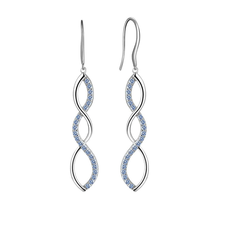 TGNEL Titanium Earrings Dangle Drop Spiral Ball Simulated Opal Earrings Infinity Twist Wire Pure Titanium Earring Hooks for Women Sensitive Ear