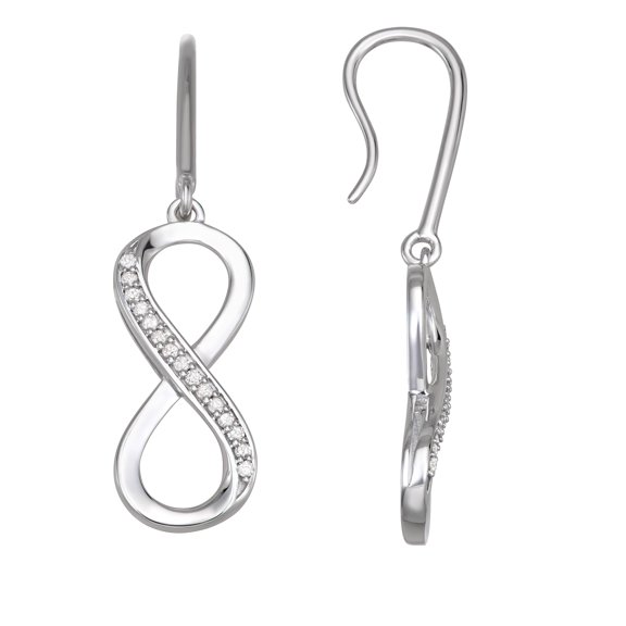 925 Sterling Silver Infinity Dangle Earrings for Women | Natural Diamond Accent | H-I Color, I1-I2 Clarity | Hook Back Lightweight Design