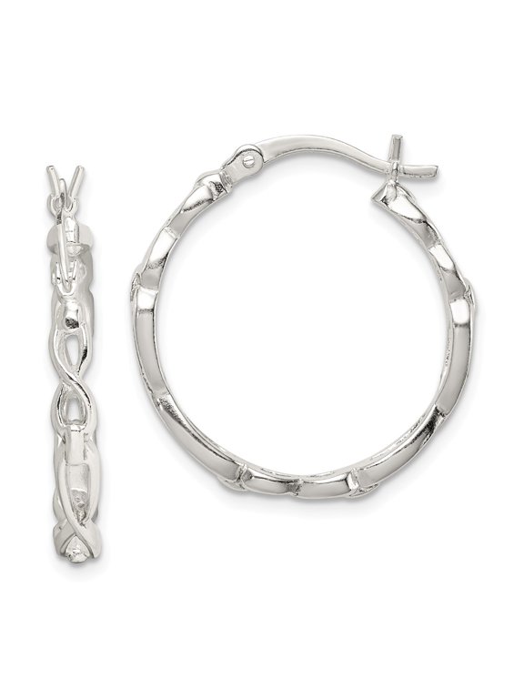 925 Sterling Silver Infinity Design Hoop Earrings; for Adults and Teens; for Women and Men