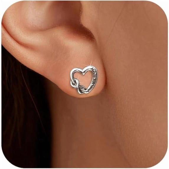 925 Sterling Silver Infinity Heart Earrings for Women Mother Daughter Dainty 14k Gold Plated Knot Hollow Stud Earring Cute Love You Mom Earring Jewelry Christmas Gifts for Mom