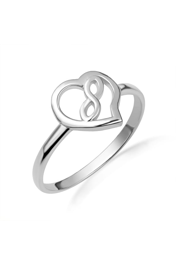 .925 Sterling Silver Infinity Heart Eternal Love Ring/Ring Size 5