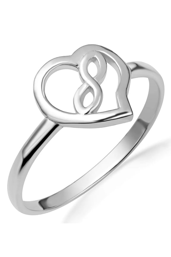 .925 Sterling Silver Infinity Heart Eternal Love Ring (Size 11)