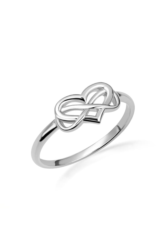 .925 Sterling Silver Infinity Heart Intertwined Love Ring /Ring Size 7