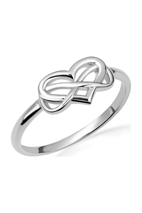 .925 Sterling Silver Infinity Heart Intertwined Love Ring /Ring Size 8