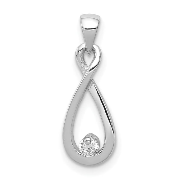 925 Sterling Silver Infinity Heart Teardrop Pendant Charm with Clear Cubic Zirconia