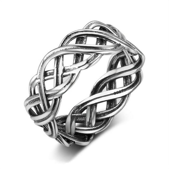 925 Sterling Silver Infinity Intertwined Cross Celtic Knot Ring