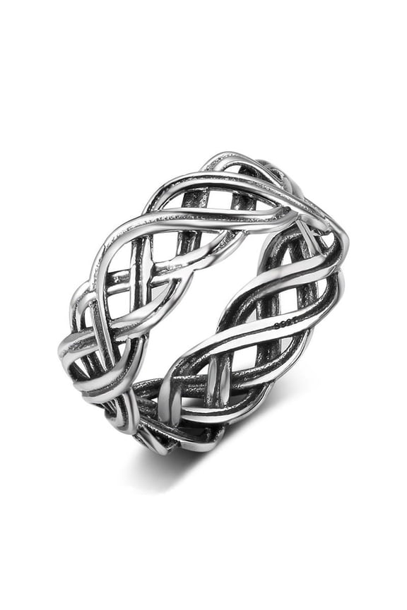925 Sterling Silver Infinity Intertwined Cross Celtic Knot Ring