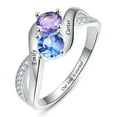thumbnail image 1 of 925 Sterling Silver Infinity Promise Rings with 2 Round Simulated Birthstones Custom Engraved Engagement Rings for Women, 1 of 5