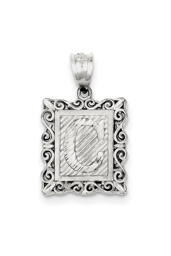 925 Sterling Silver Initial C Charm Pendant