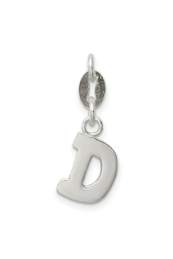 925 Sterling Silver Initial D Shaped Pendant