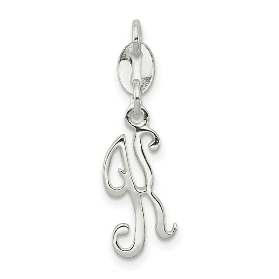 925 Sterling Silver Initial K Shaped Pendant