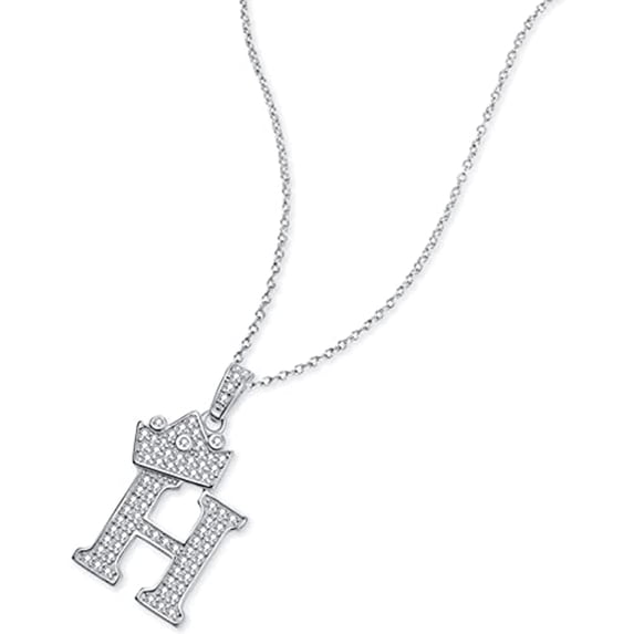 925 Sterling Silver Initial Letter A-Z Pendant Necklace for Women Crown Alphabet Chain Necklace for Mother Gift Jewelry