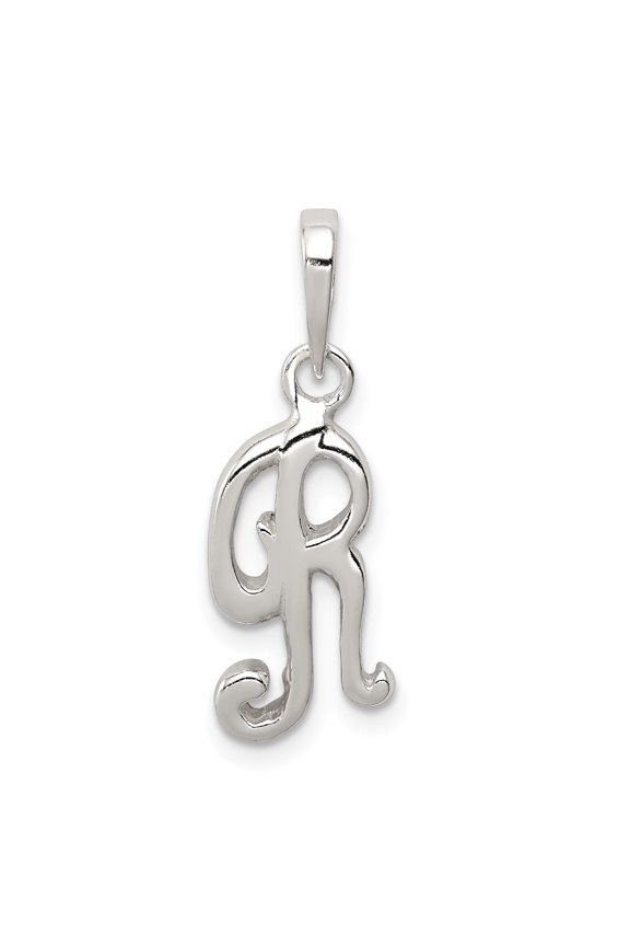 925 Sterling Silver Initial R Shaped Pendant