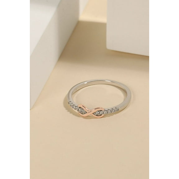 925 Sterling Silver Inlaid Zircon Infinity Symbol Ring
