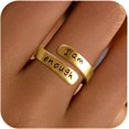 thumbnail image 1 of 925 Sterling Silver Inspirational Jewelry Rings for Women Adjustable Wrap Open Rings Heart Ring Personality Encouragement Gift to Daughter Birthday Christmas Gifts for Couple Men, 1 of 12