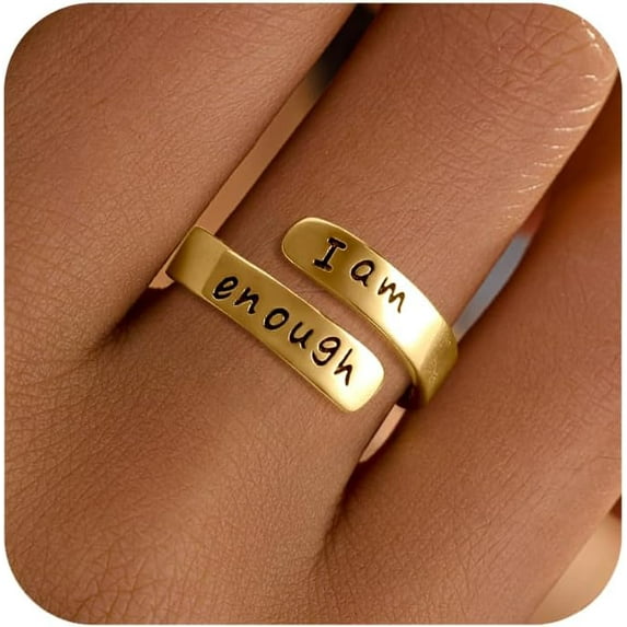 925 Sterling Silver Inspirational Jewelry Rings for Women Adjustable Wrap Open Rings Heart Ring Personality Encouragement Gift to Daughter Birthday Christmas Gifts for Couple Men