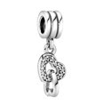 thumbnail image 1 of 925 Sterling Silver Interlocking Hearts Dangle Charm for Bracelet Charms Bangle Pendant Jewelry, 1 of 2
