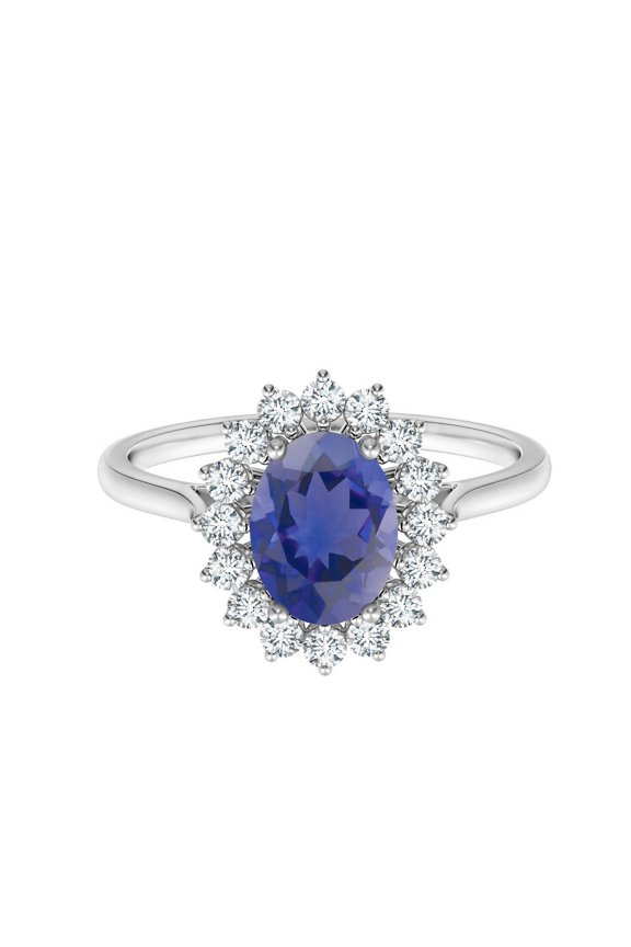 925 Sterling Silver Iolite Oval Cut Solitaire Christmas Ring