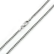925 Sterling Silver Italian 1.5mm Round Box Chain, FREE Microfiber Cloth, Solid Rolo Link Rhodium Mens Womens Necklace 16" - 30", Giorgio Bergamo