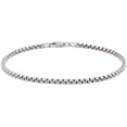 thumbnail image 1 of 925 Sterling Silver Italian 2.5mm Round Box Bracelet, FREE Microfiber Cloth, Solid Rolo Link Rhodium Chain, Giorgio Bergamo 7, 1 of 7
