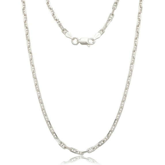 925 Sterling Silver Italian 3mm Dimensional Anchor Mariner Chain Necklace (16-30 Inch) (22 Inch) Chain Necklace for Wome