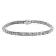 925 Sterling Silver Italian 5mm Round Mesh Bracelet Magnet Closure Unisex All Ages MST
