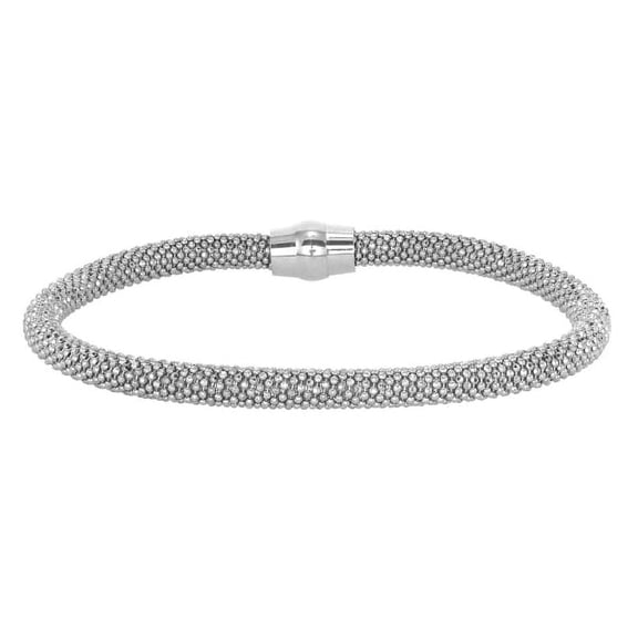 925 Sterling Silver Italian 5mm Round Mesh Bracelet Magnet Closure Unisex All Ages MST