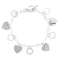 thumbnail image 1 of 925 Sterling Silver Italian Dangling Heart & Circle Link Charm Bracelet, 1 of 1