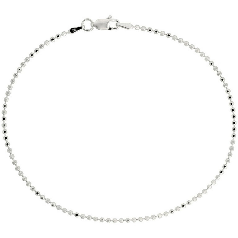 Faceted Bead Ball Chain Ankle Bracelet 1.8mm Sterling Silver Anklet Adjustable Faceted Bead Ball Chain Ankle Bracelet 1.8mm Sterling Silver Anklet Adjustable