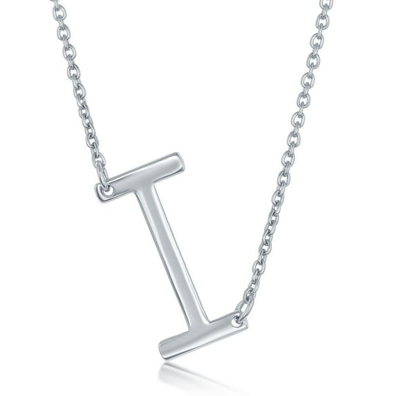 925 Sterling Silver Italian High Polish 20mm Personalized Sideways Block Initials Chain Necklace Gift for Women
