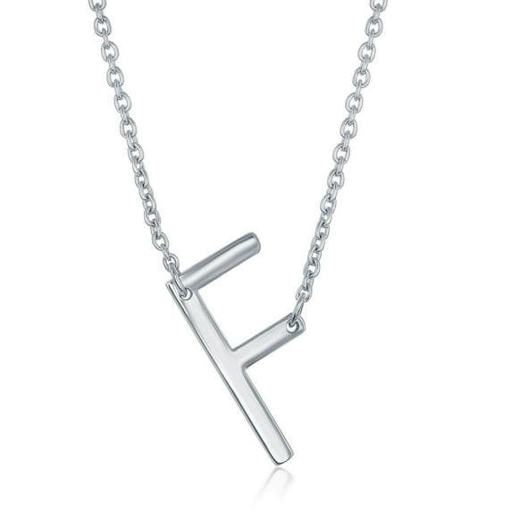 925 Sterling Silver Italian High Polish 20mm Personalized Sideways Block Initials Chain Necklace Gift for Women