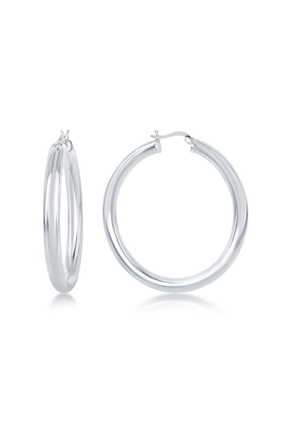 925 Sterling Silver Italian High Polish 5x50mm Hoop Earrings Jewelry for Women or Teens