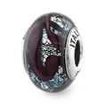 thumbnail image 1 of 925 Sterling Silver Italian Murano Glass Reflections Dark Purple Italian Glass Bead Charm Pendant Necklace Measures 12.7, 1 of 6