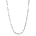 thumbnail image 1 of 925 Sterling Silver Italian Rhodium Plated 3.3mm Figaro 16", 18", 20", and 24" Chain Necklace Jewelry for Women or Teens, 1 of 6