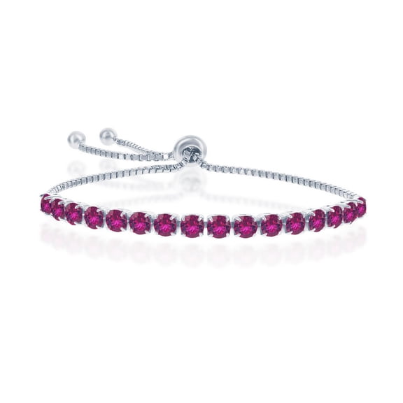 925 Sterling Silver Italian Rhodium Plated 4mm January/February/March/April/May/June/July/August/ September/October/November/December Birthstone Swarovski Element Adjustable Bracelet