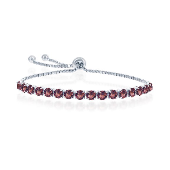 925 Sterling Silver Italian Rhodium Plated 4mm January/February/March/April/May/June/July/August/ September/October/November/December Birthstone Swarovski Element Adjustable Bracelet