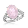 thumbnail image 1 of 925 Sterling Silver Italian Rhodium Plated High Polished 14x10mm Oval Pink Opal Swarovski Element with Cubic Zirconia Ring, 1 of 5
