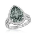 thumbnail image 1 of 925 Sterling Silver Italian Rhodium Plated High Polished 14x10mm Pear-shaped Halo Black Diamond Swarovski Element with Cubic Zirconia Ring, 1 of 5