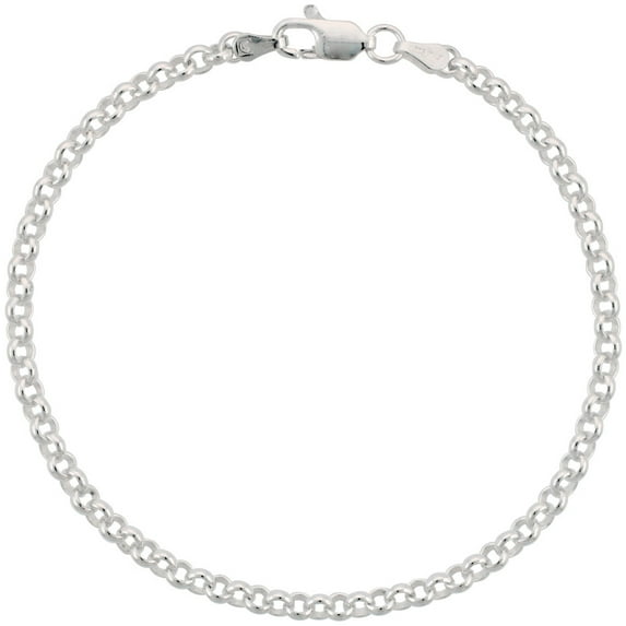 925 Sterling Silver Italian Rolo Chain Link Necklace 3.5mm