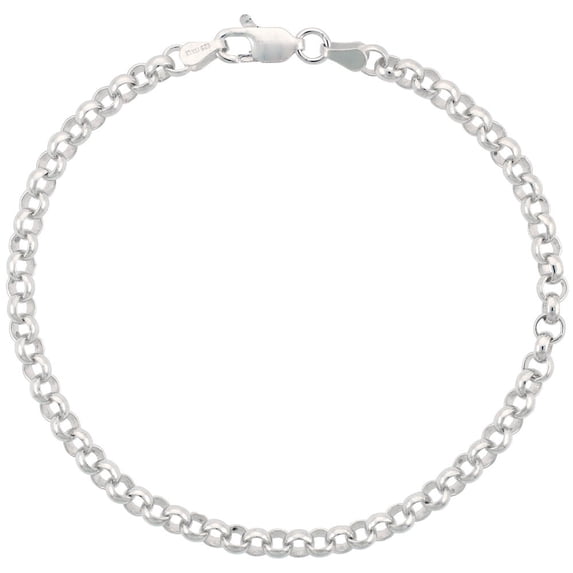 925 Sterling Silver Italian Rolo Chain Link Necklace 4mm
