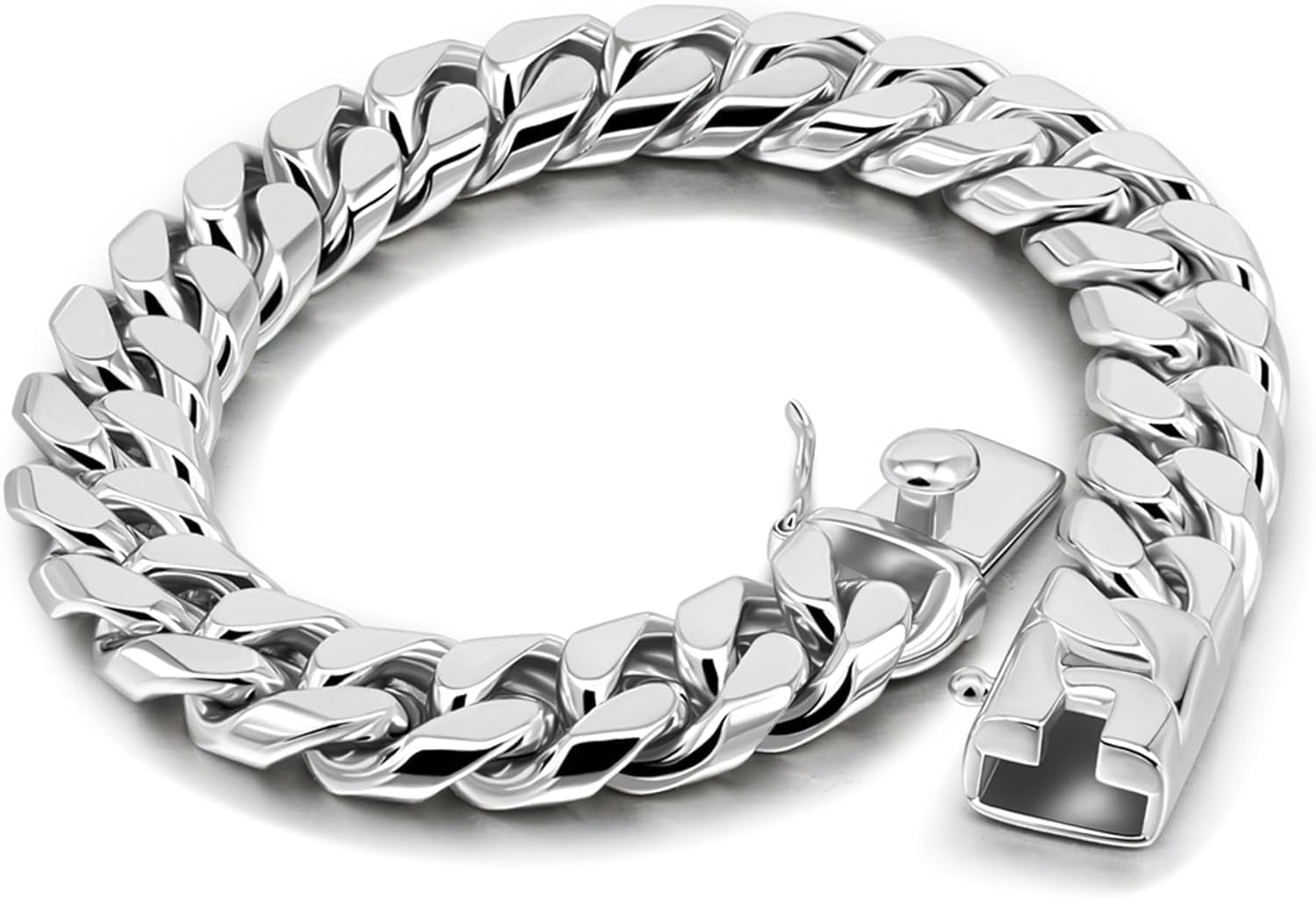 925 Sterling Silver Italian Solid 10-12-14mm Diamond-Cut Cuban Link Curb Chain Bracelet for Men, Jewelry Party Birthday Gift