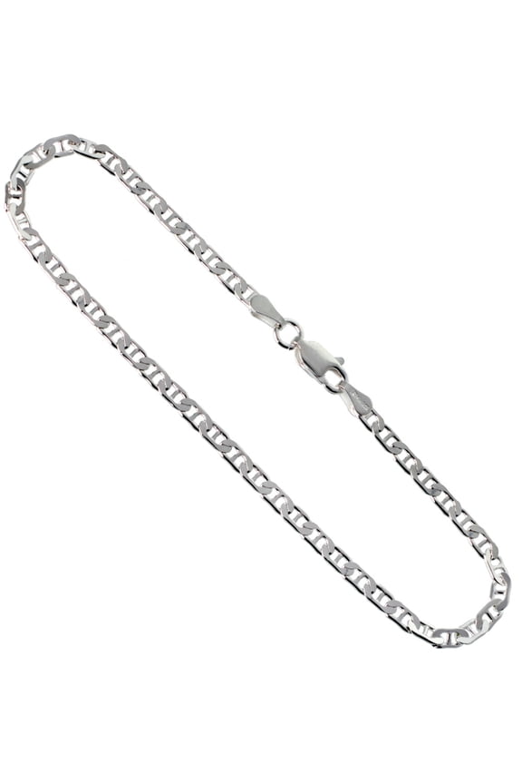 925 Sterling Silver Italian Solid Flat Mariner Link Chain Necklace 3mm
