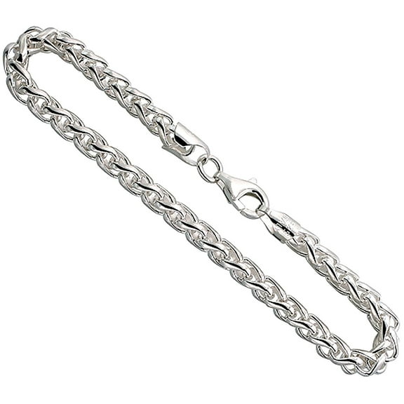 925 Sterling Silver Italian Spiga Wheat Chain Link Necklace 5mm