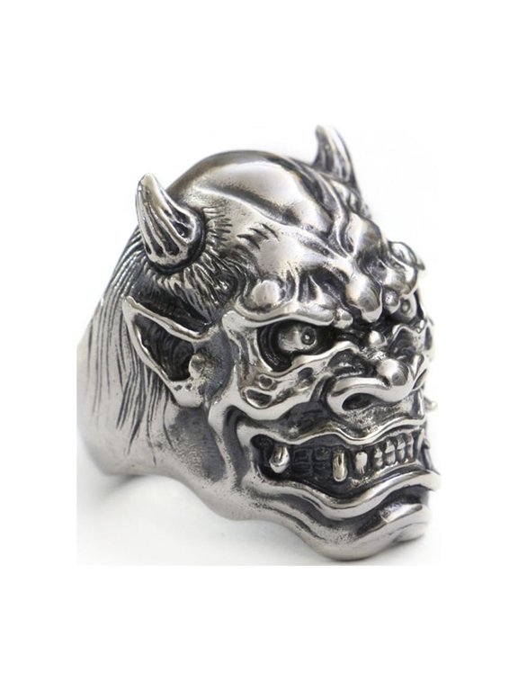 925 Sterling Silver Japanese Ghost Prajna Ring Biker Punk Devil Skull Jewelry TA253 US Size 8