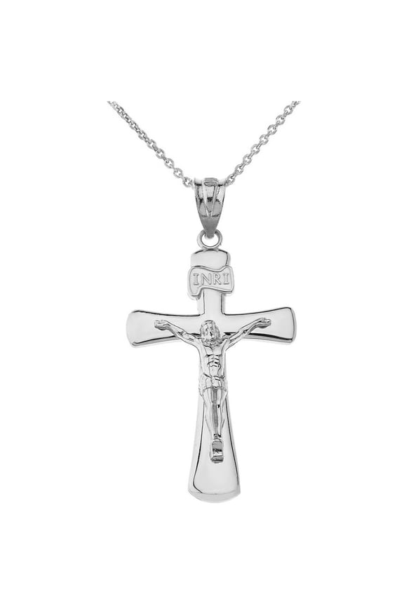 925 Sterling Silver Jesus Christ Holy Cross SM Pendant Necklace (Pendant with 20" chain)