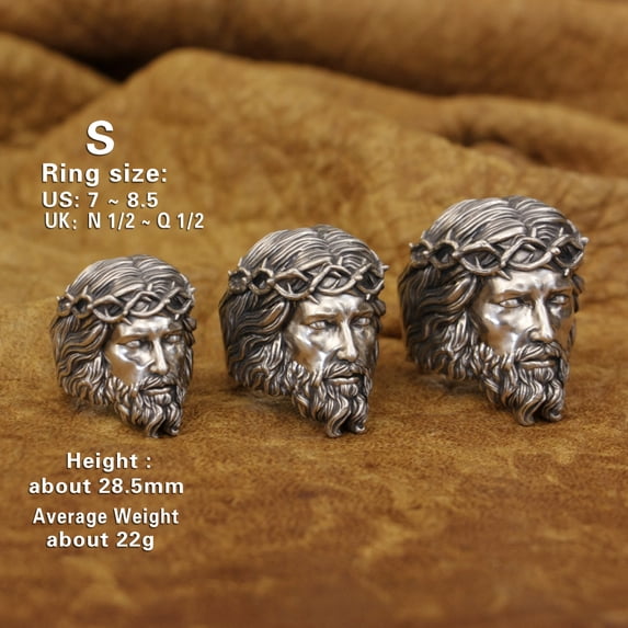 925 Sterling Silver Jesus Christ Ring Biker Punk Jewelry TA400 Small Model US Size 8.5