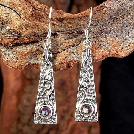 925 Sterling Silver Jewelry Mystic Topaz Earring women Jewelry Silver Earring Handmade Jewelry