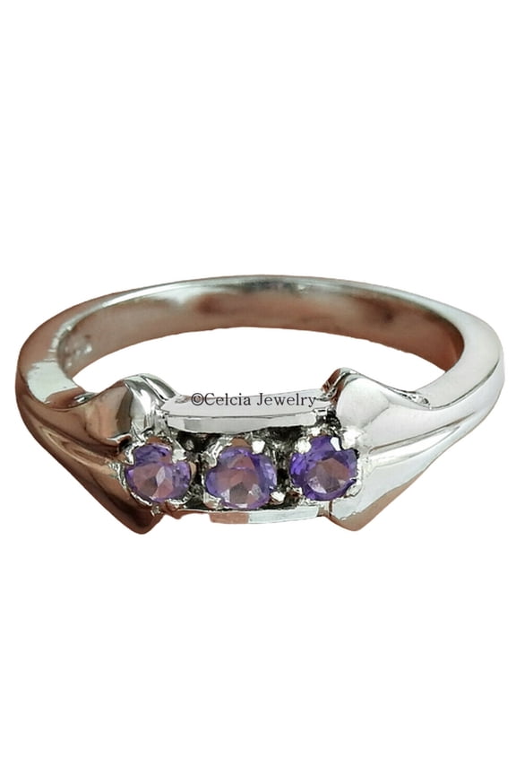 925 Sterling Silver Jewelry, Natural Amethyst Healing Gemstone Ring, Stackable Stacking Ring, Statement Ring, February Birthstone, Bridesmaid Gifts, Valentines Day Gifts For Her (amethyst, 7)