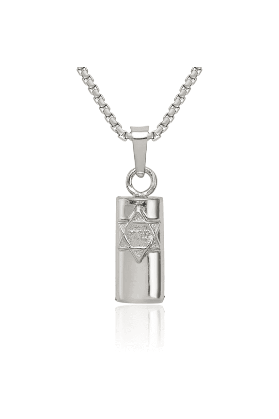 925 Sterling Silver Mezuzah Scroll Prayer Jewish Necklace Judaica Religious Chain Pendant Israel Charm