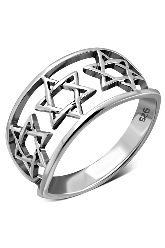925 Sterling Silver Jewish Star of David Ring - Size 7